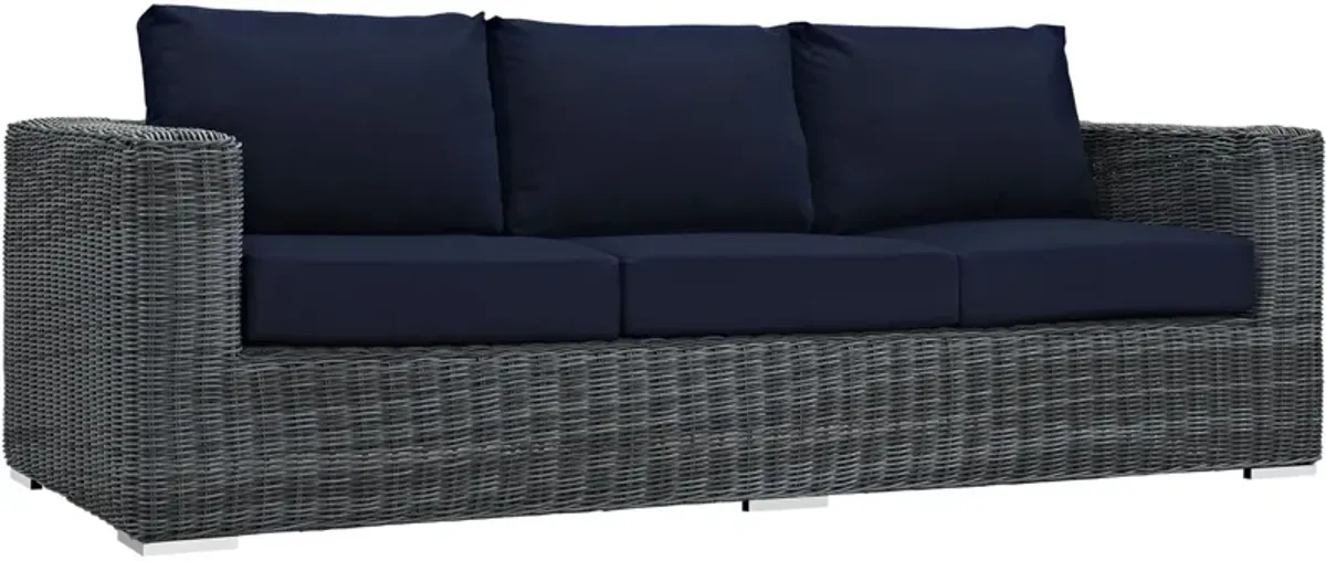 Summon 3 Piece Outdoor Patio Sunbrella Sectional Set - Canvas Navy