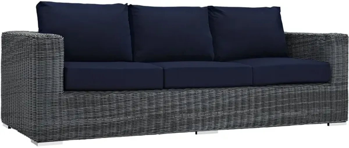 Summon 3 Piece Outdoor Patio Sunbrella Sectional Set - Canvas Navy