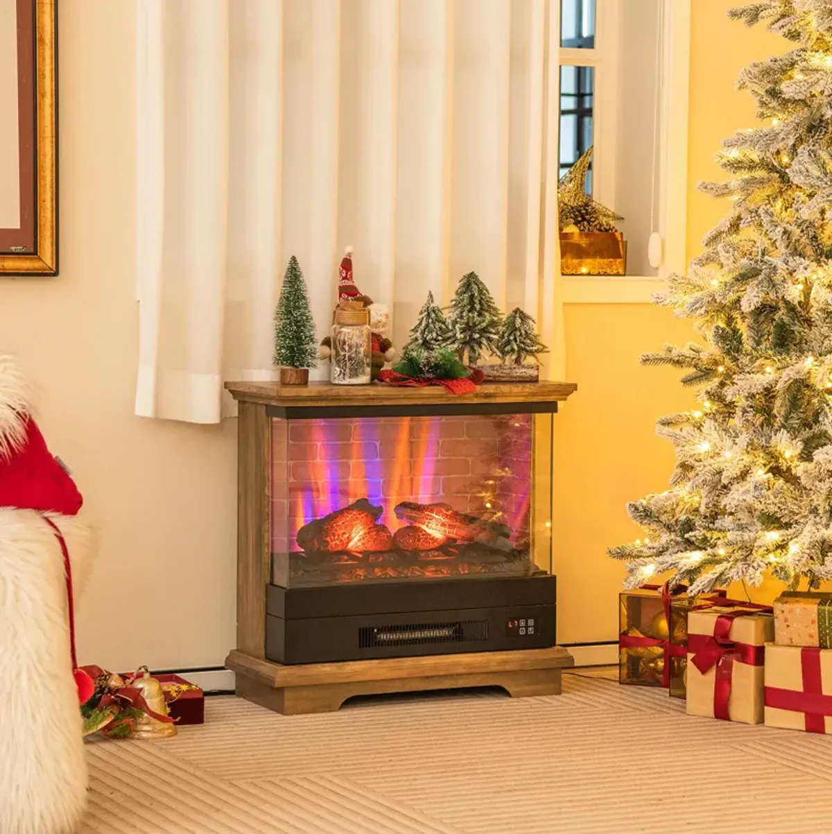 27 Inch Freestanding Fireplace with Remote Control