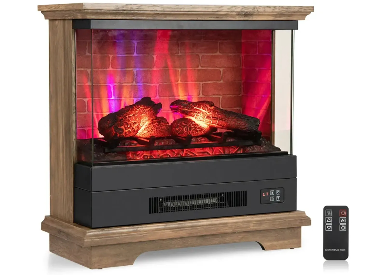 27 Inch Freestanding Fireplace with Remote Control