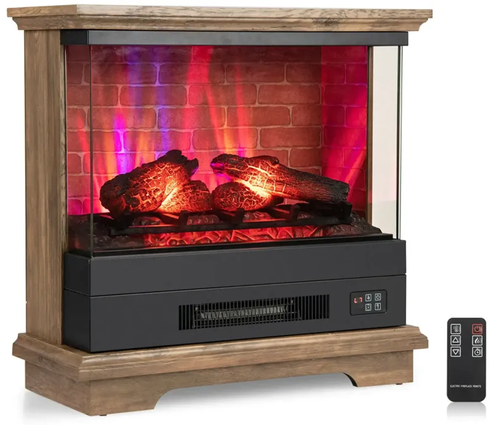 27 Inch Freestanding Fireplace with Remote Control