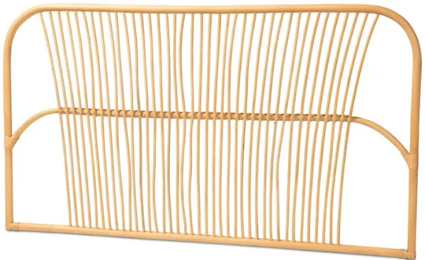 Baxton Studio Laina Modern Bohemian Natural Brown Rattan Queen Size Wall-mount Headboard
