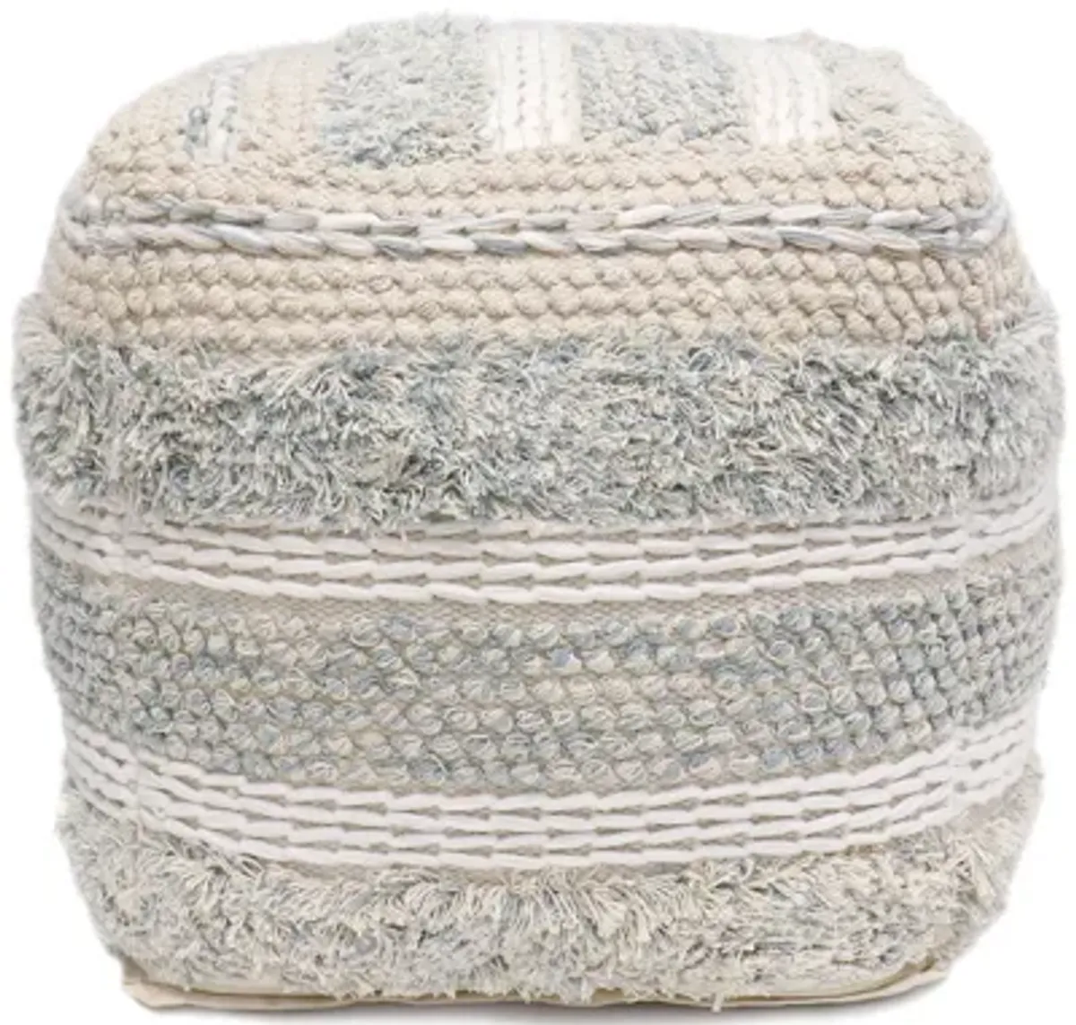 Pasargad Home Grandcanyon Cotton Braided Pouf, Beige