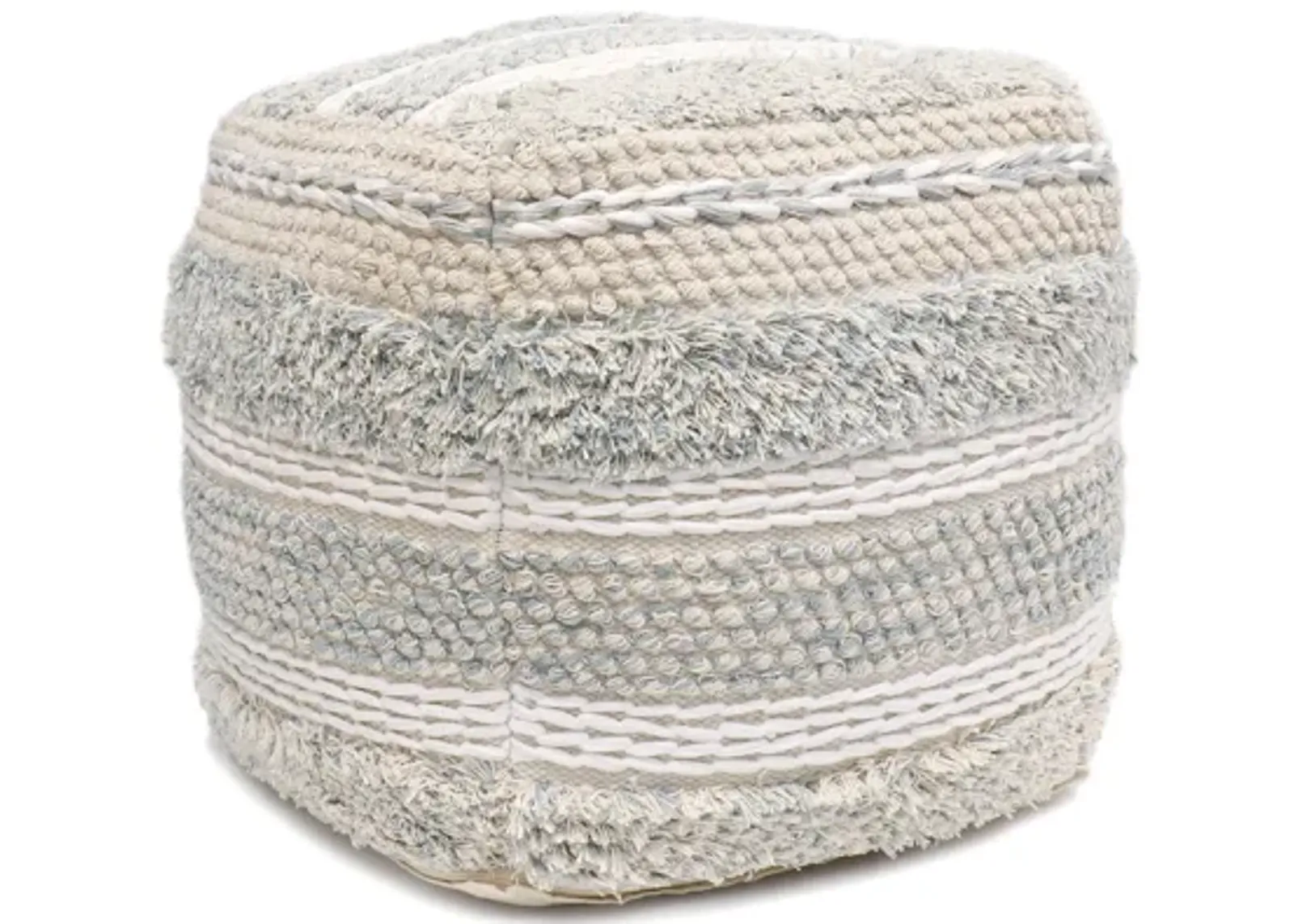 Pasargad Home Grandcanyon Cotton Braided Pouf, Beige