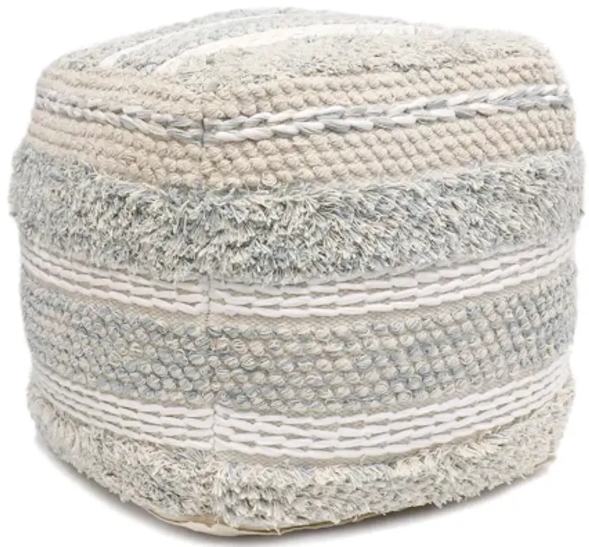 Pasargad Home Grandcanyon Cotton Braided Pouf, Beige