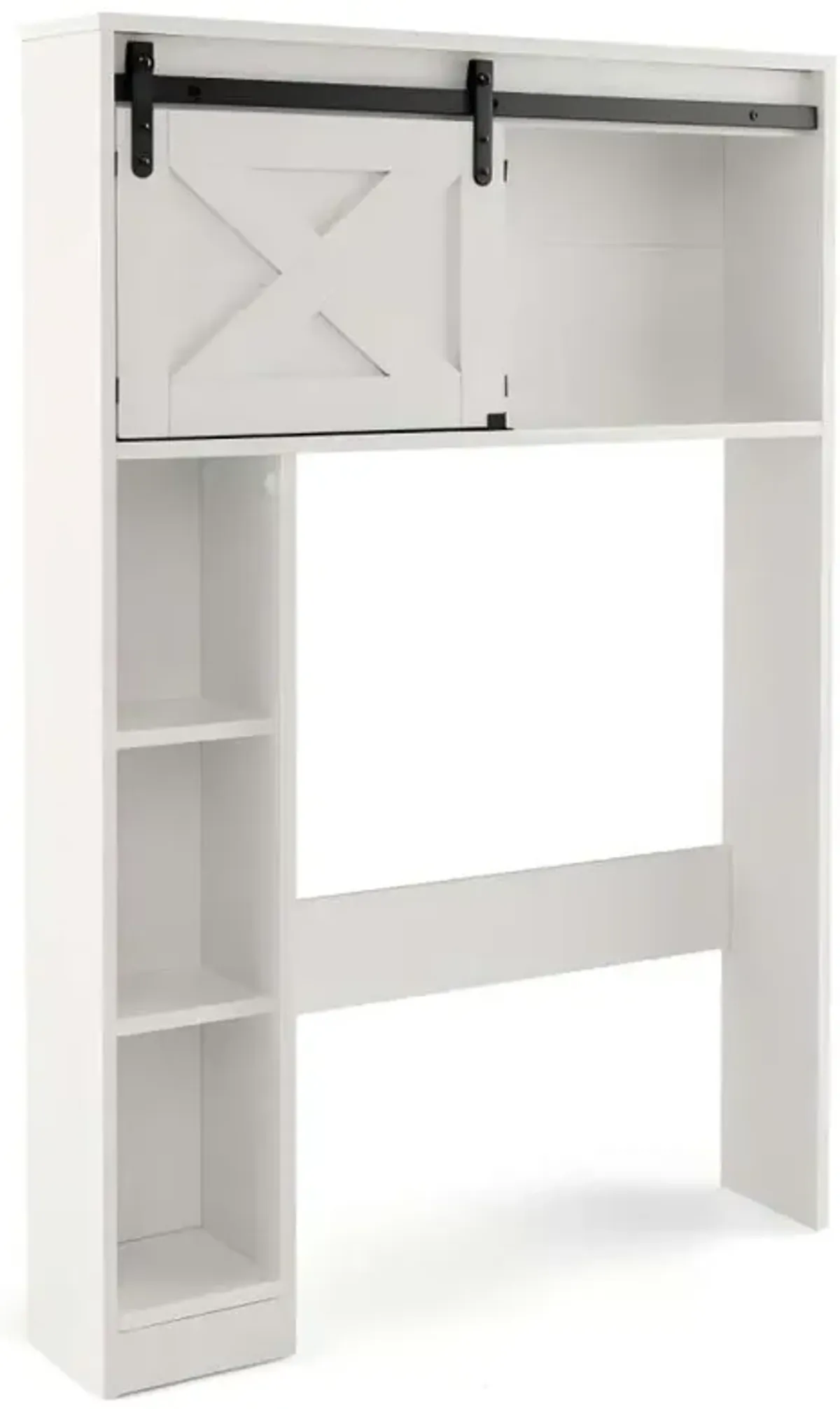 4-Tier Over The Toilet Storage Cabinet with Sliding Barn Door and Storage Shelves-White