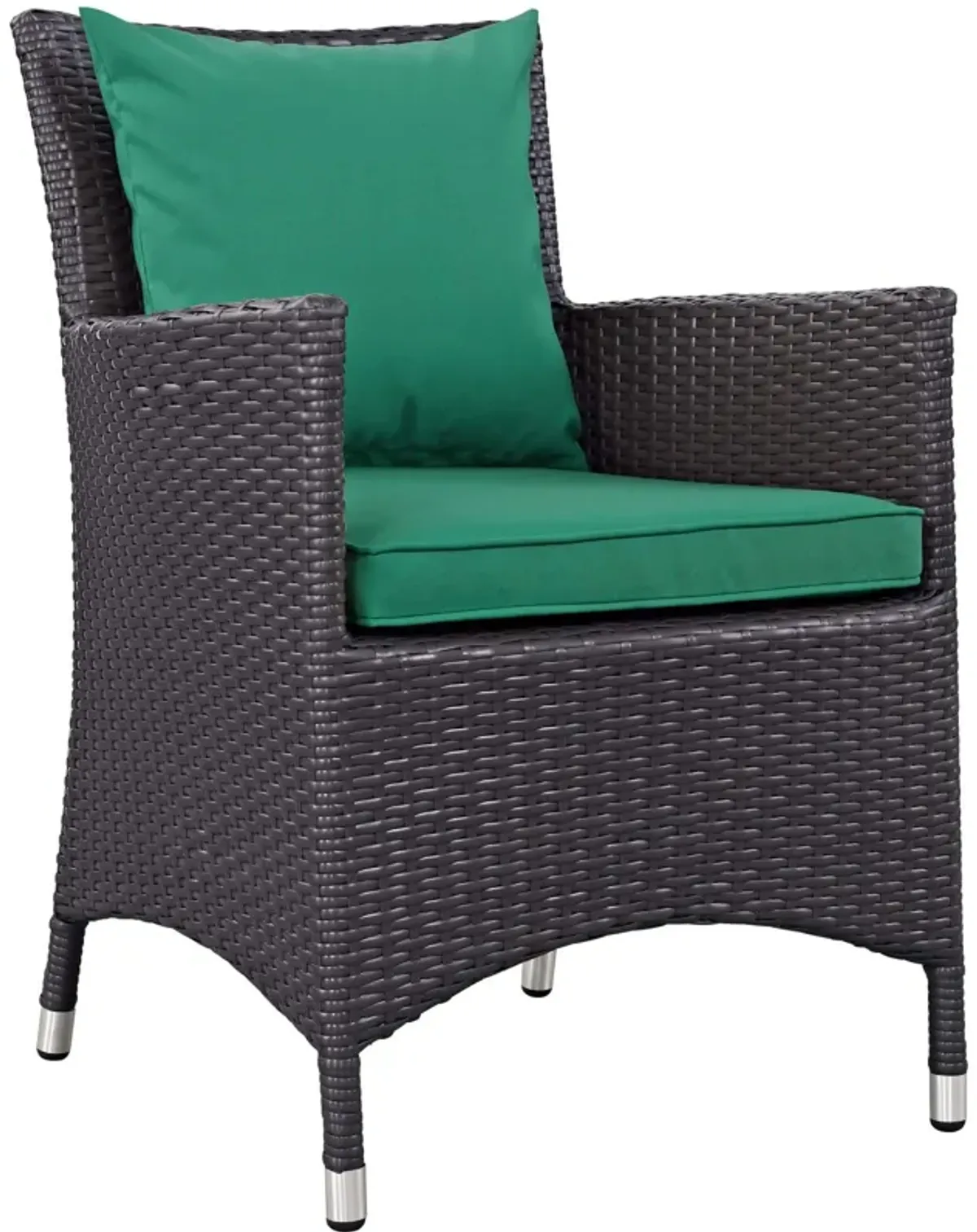 Modway Convene Wicker Rattan Outdoor Patio Dining Armchair with Cushion in Espresso Green