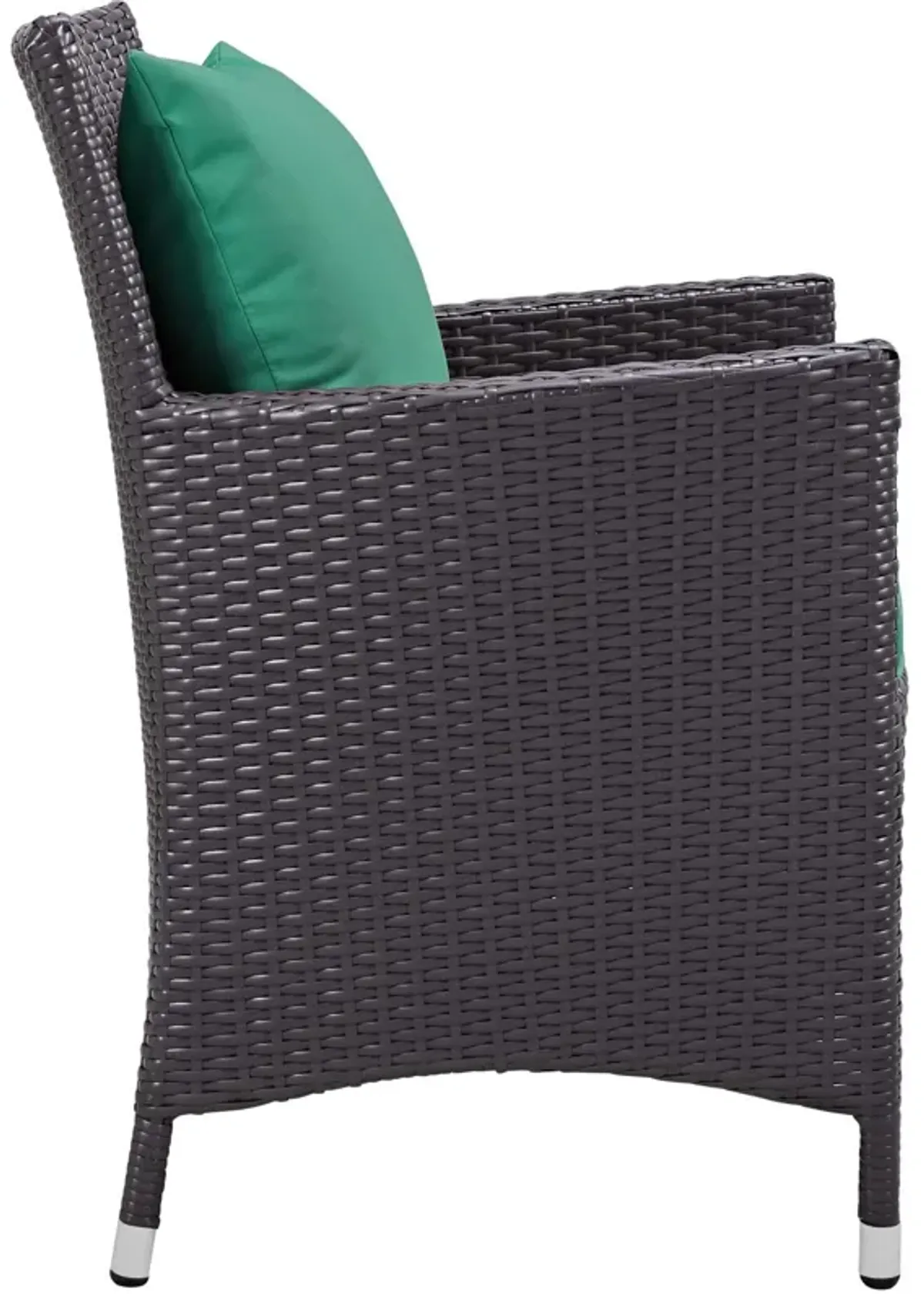 Modway Convene Wicker Rattan Outdoor Patio Dining Armchair with Cushion in Espresso Green