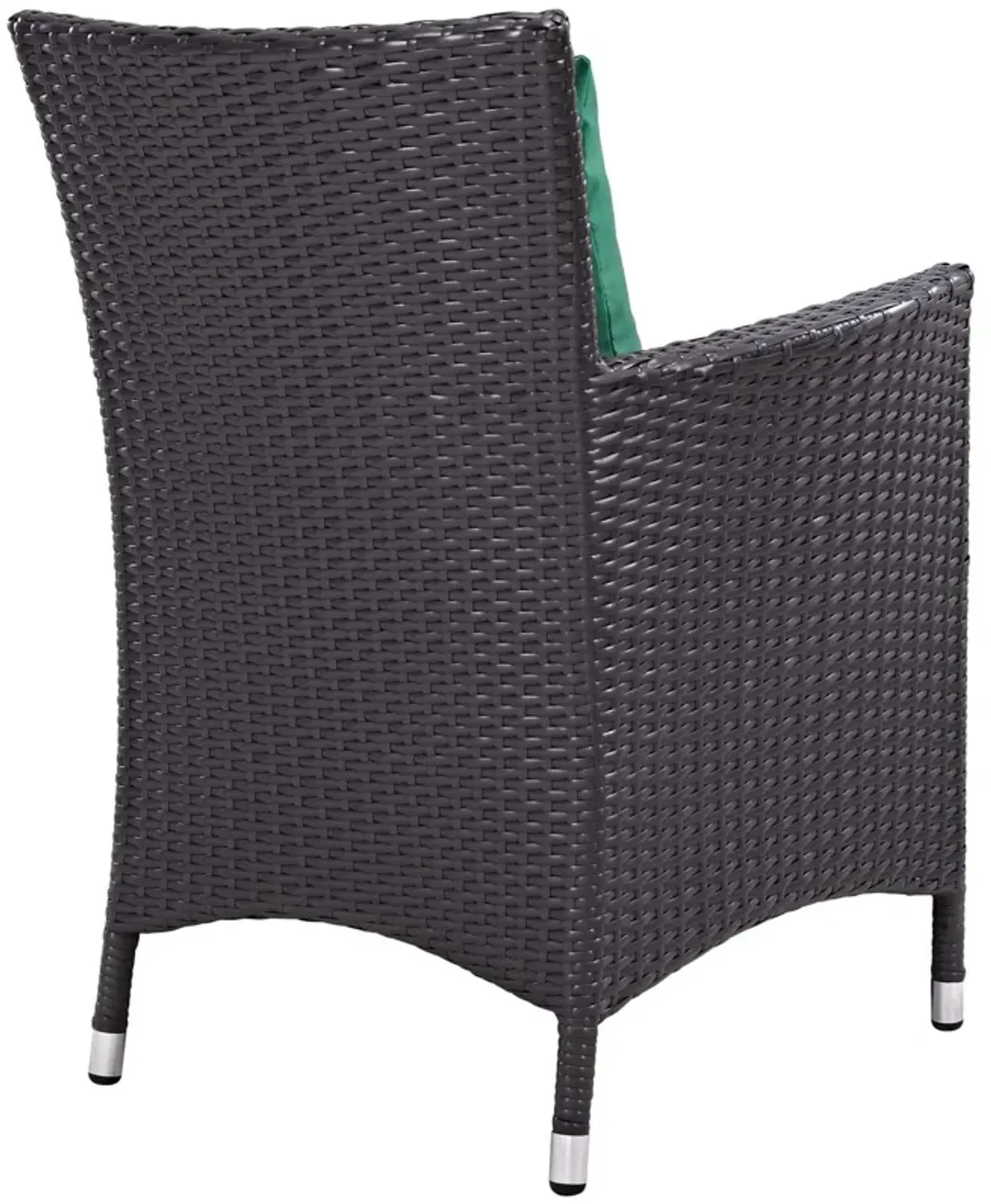 Modway Convene Wicker Rattan Outdoor Patio Dining Armchair with Cushion in Espresso Green