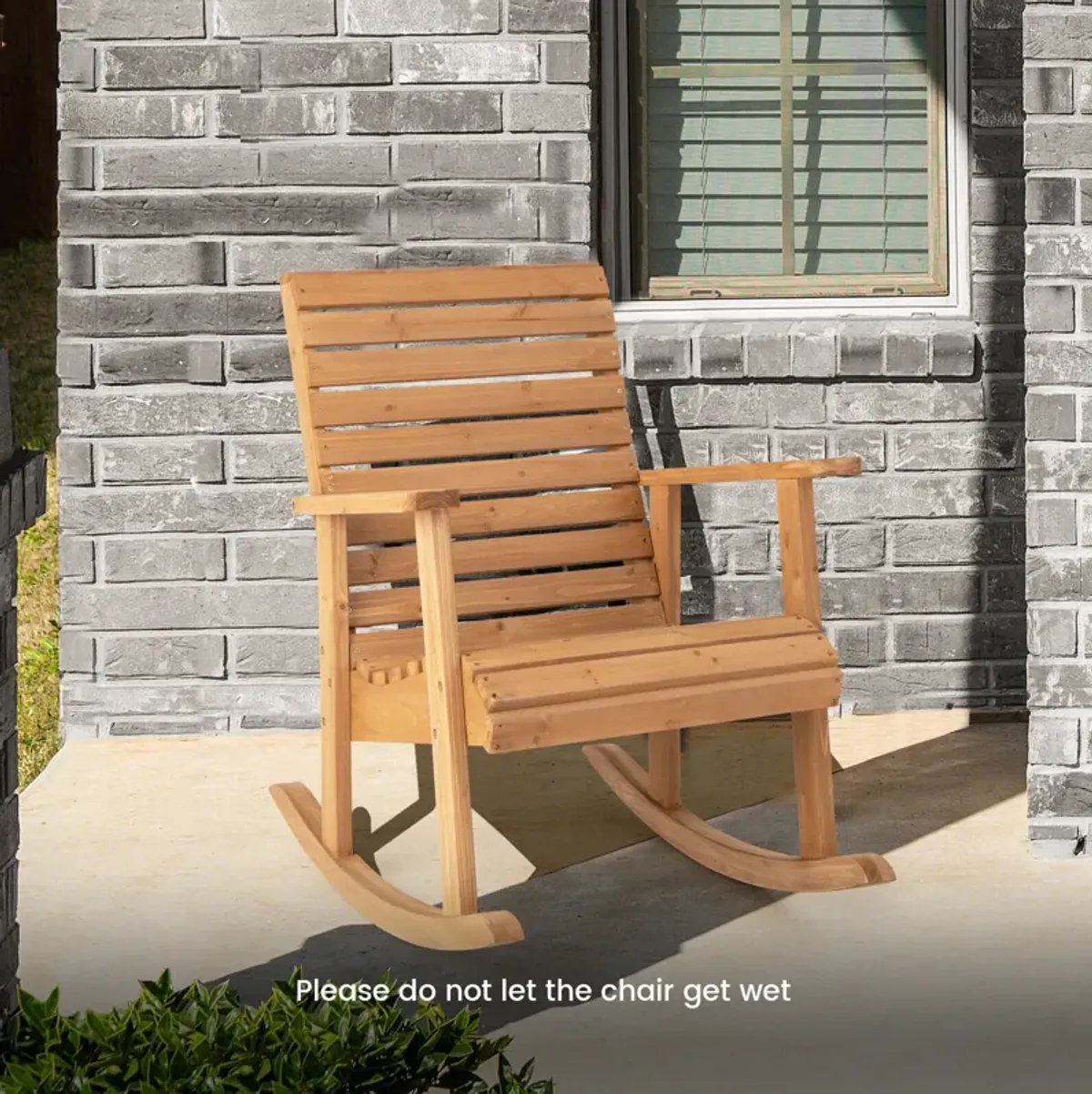 Outdoor Fir Wood Rocking Chair with High Backrest