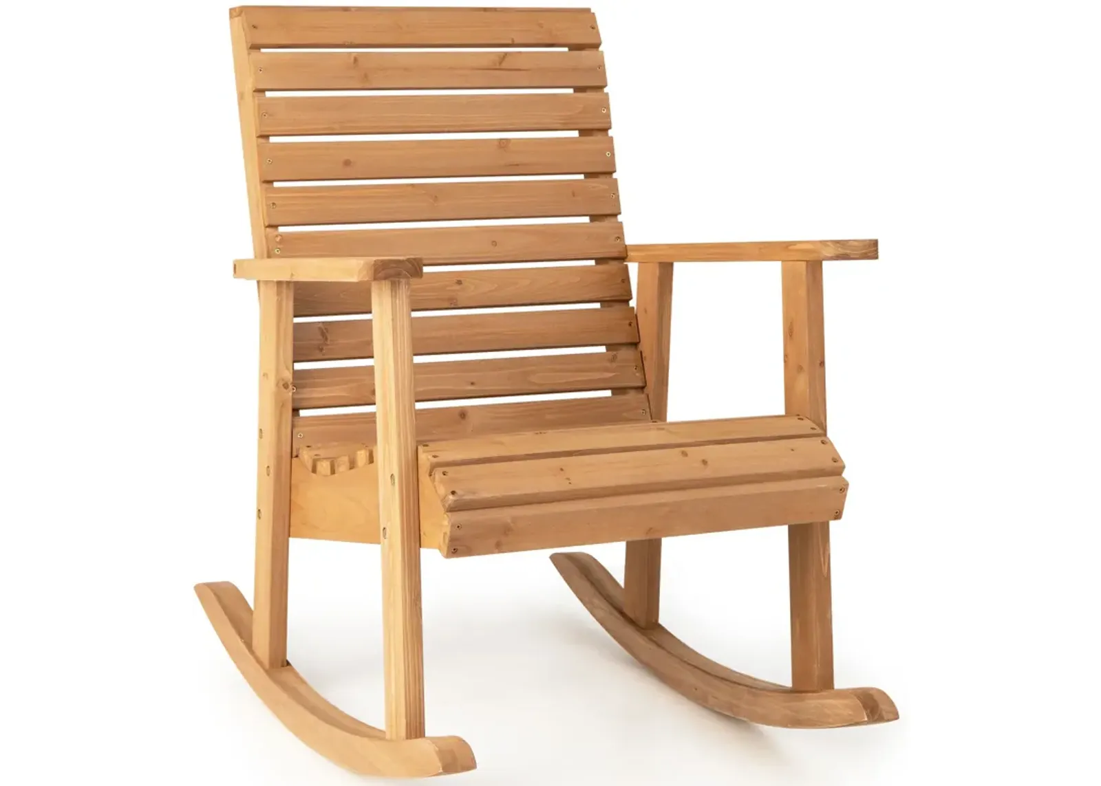 Outdoor Fir Wood Rocking Chair with High Backrest