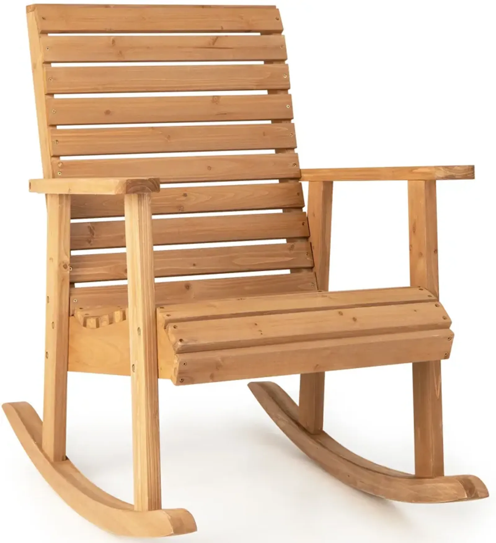 Outdoor Fir Wood Rocking Chair with High Backrest