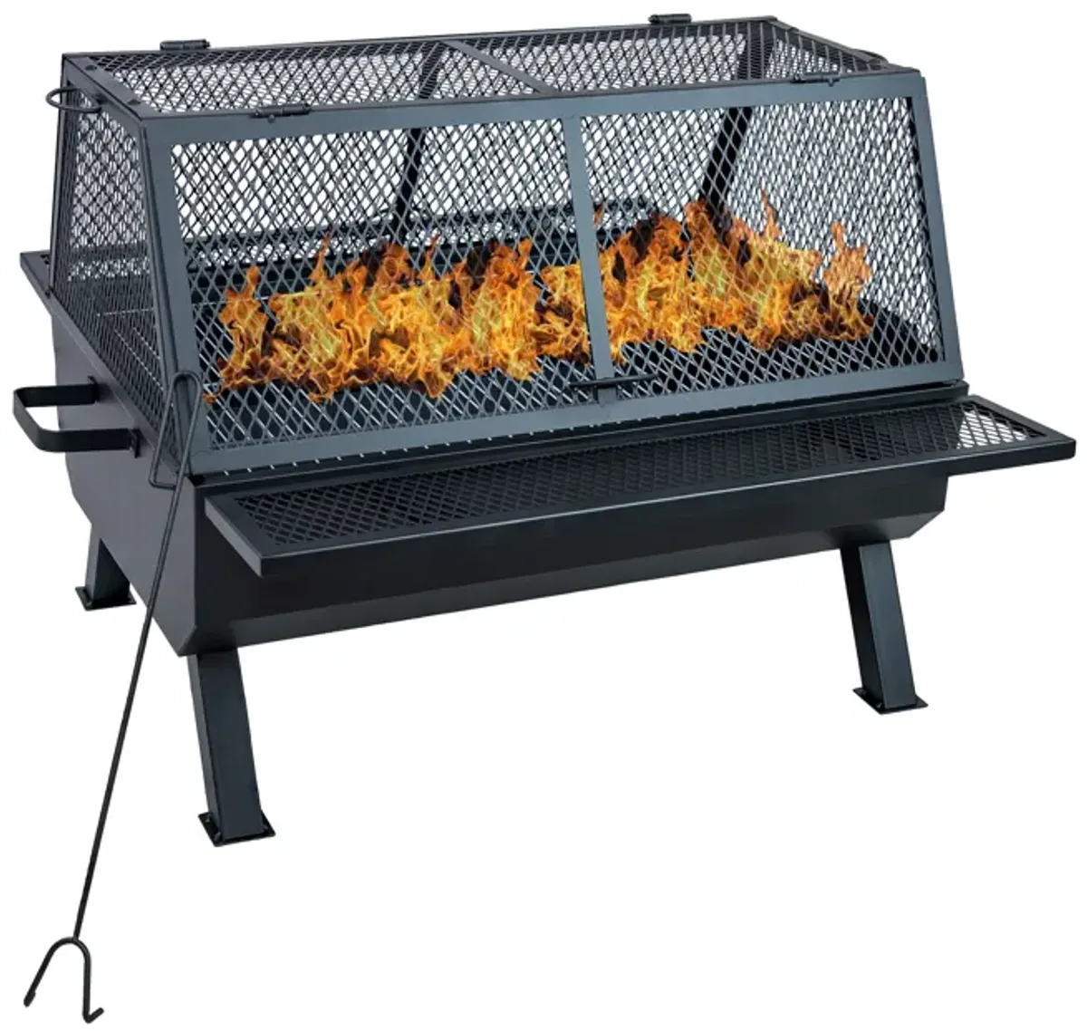 Sunnydaze Steel Grilling Fire Pit with Cooking Grate and Spark Screen