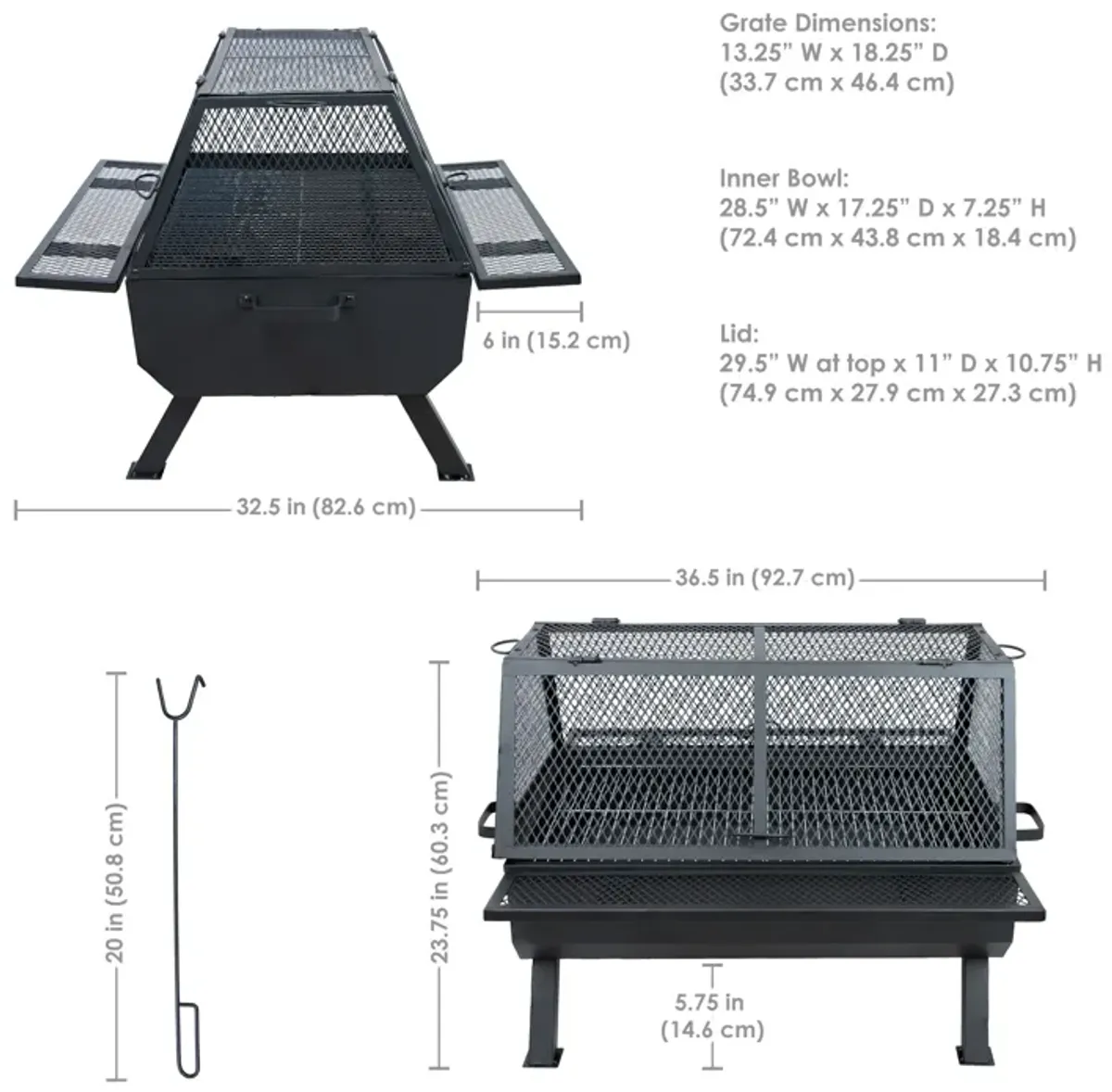 Sunnydaze Steel Grilling Fire Pit with Cooking Grate and Spark Screen