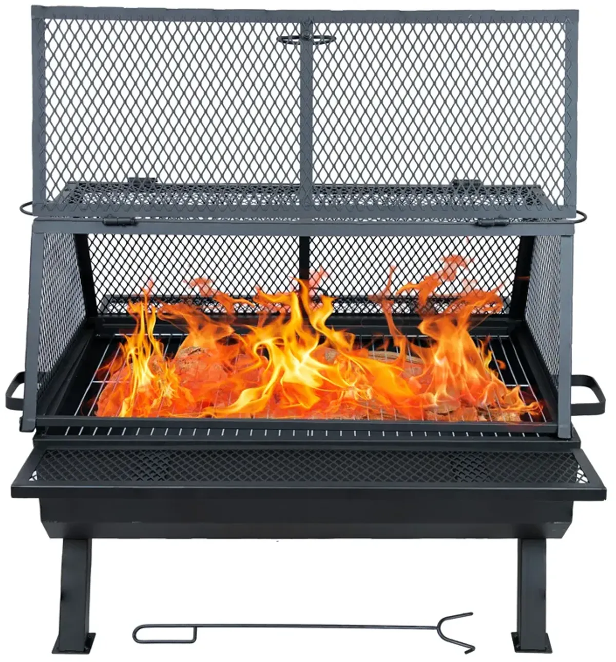 Sunnydaze Steel Grilling Fire Pit with Cooking Grate and Spark Screen