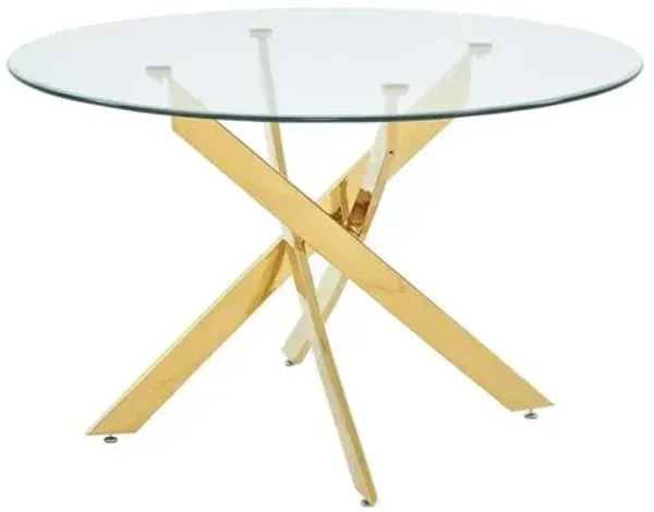 Best Master Furniture Alison Modern Round Glass Dining Table in Gold