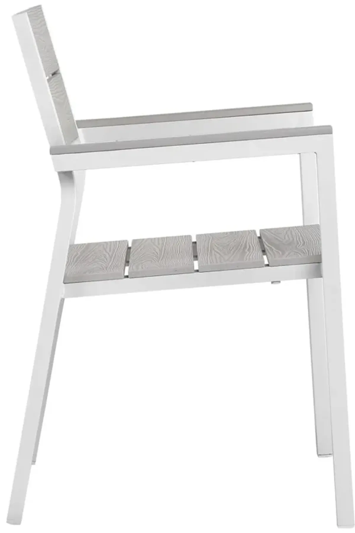 Modway Maine Aluminum Outdoor Patio Arm Chair in White Light Gray