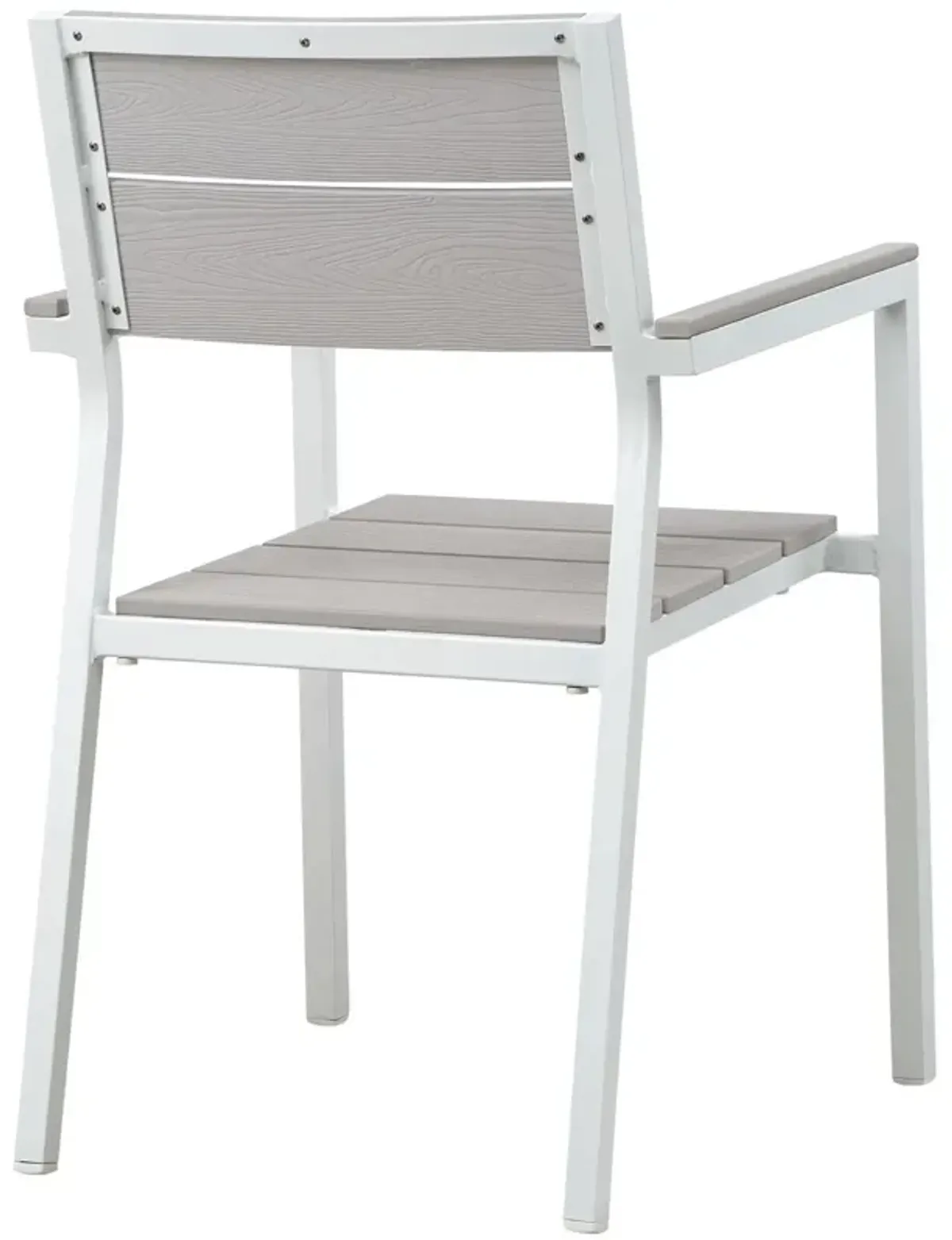 Modway Maine Aluminum Outdoor Patio Arm Chair in White Light Gray