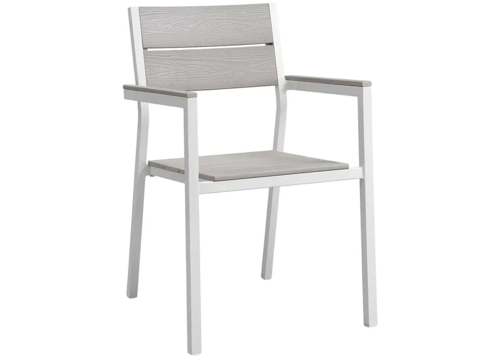 Modway Maine Aluminum Outdoor Patio Arm Chair in White Light Gray