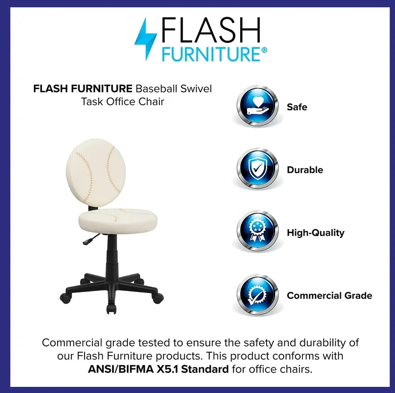 Flash Furniture Jonathan Baseball Swivel Task Office Chair