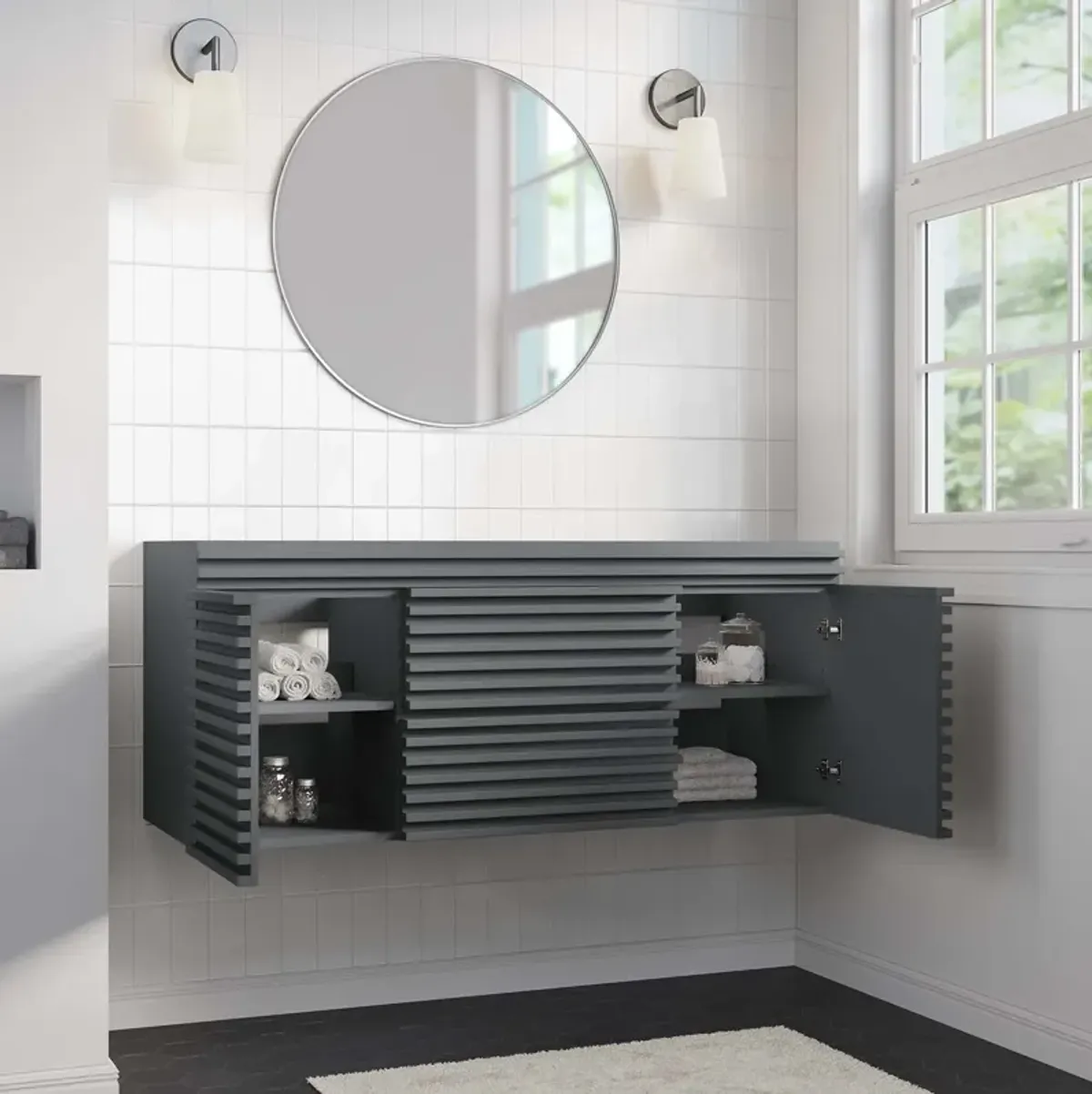 Render 48" Wall-Mount Bathroom Vanity Cabinet