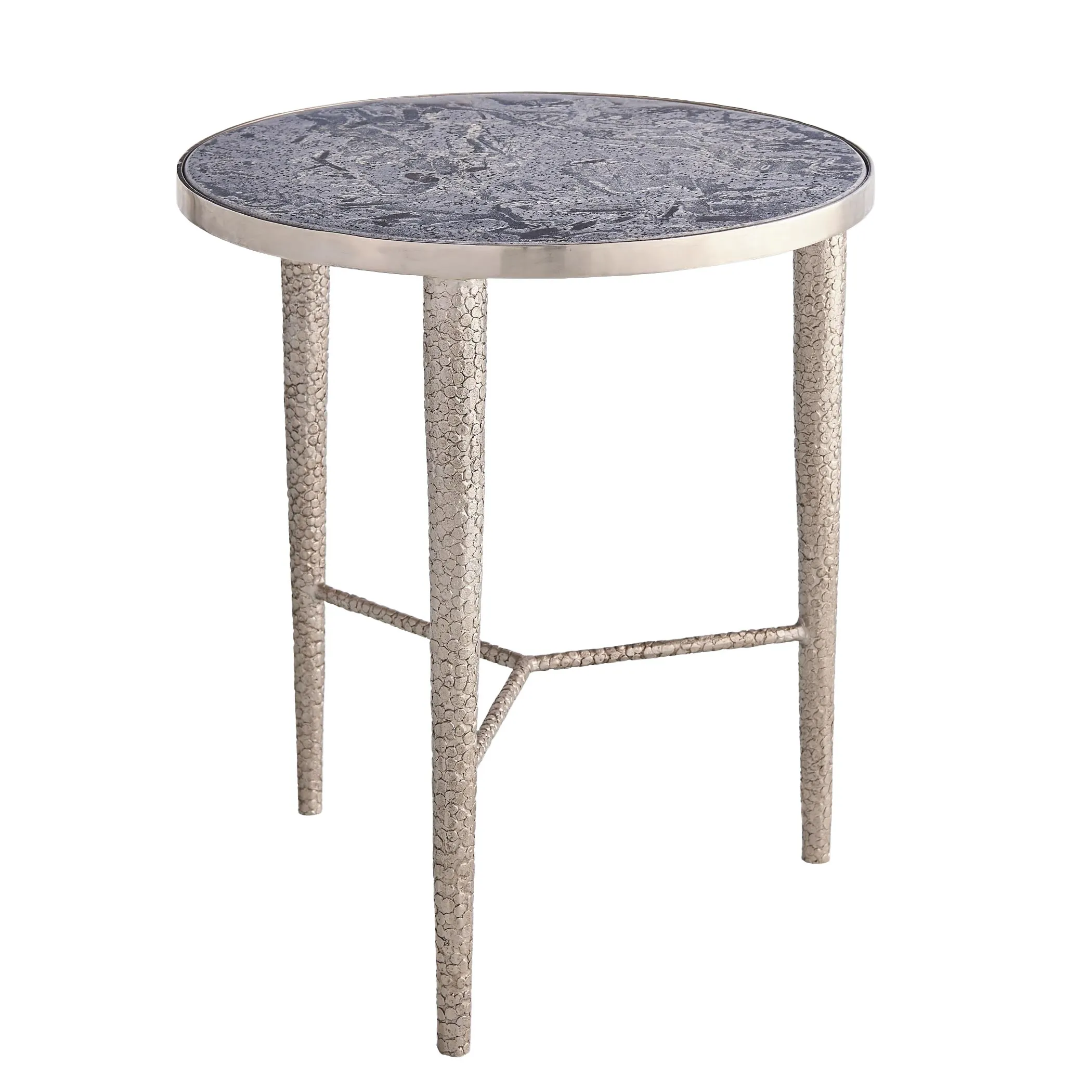 Hammered End Table- Silver