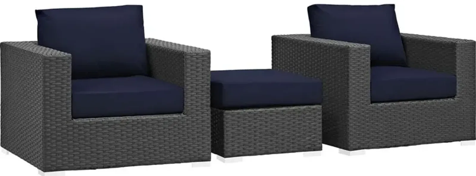 Modway Sojourn 3 Piece Outdoor Patio Sunbrella Sectional Set