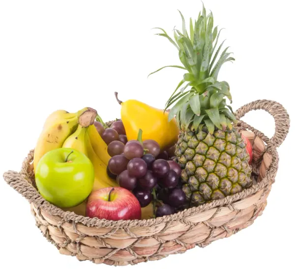 Seagrass Fruit Bread Basket Tray with Handles, Medium