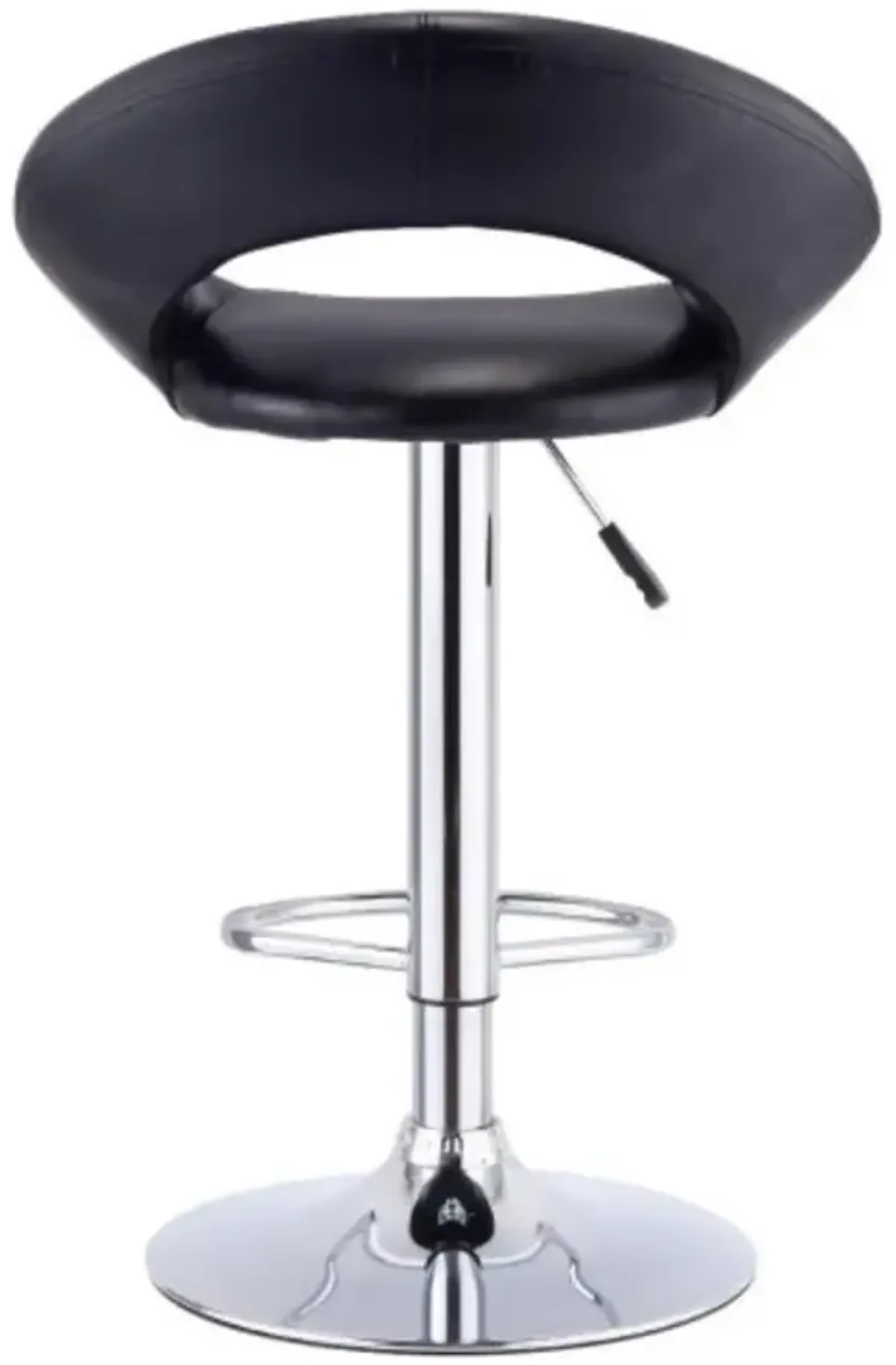 Set of 2 Adjustable Swivel PU Bar Stools-Black