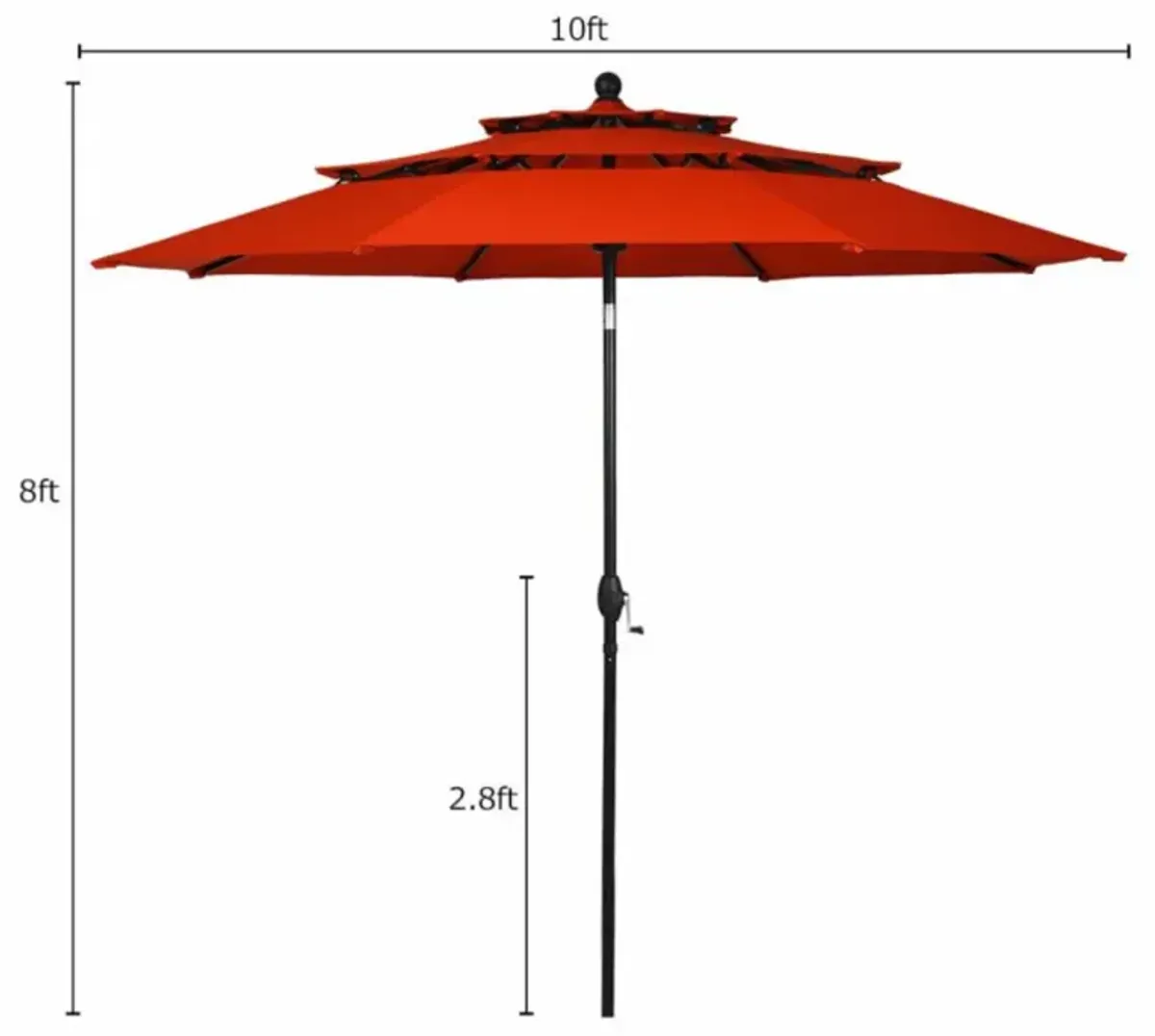 Hivvago 10 Feet 3 Tier Outdoor Patio Umbrella with Double Vented