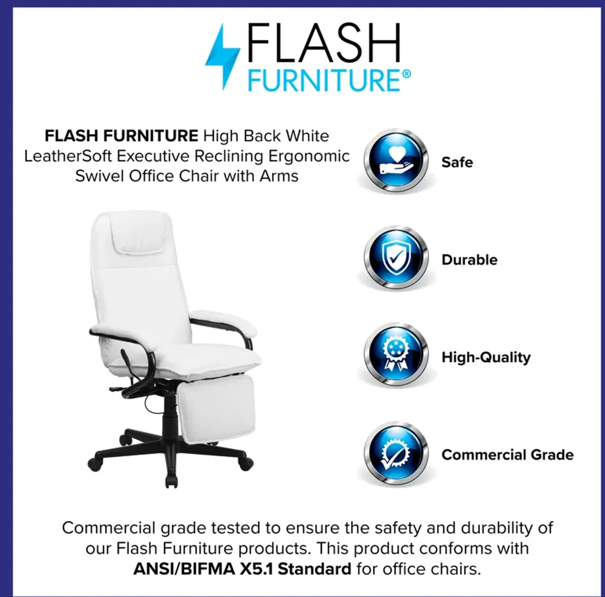 Robert High Back LeatherSoft Executive Reclining Ergonomic Swivel ...