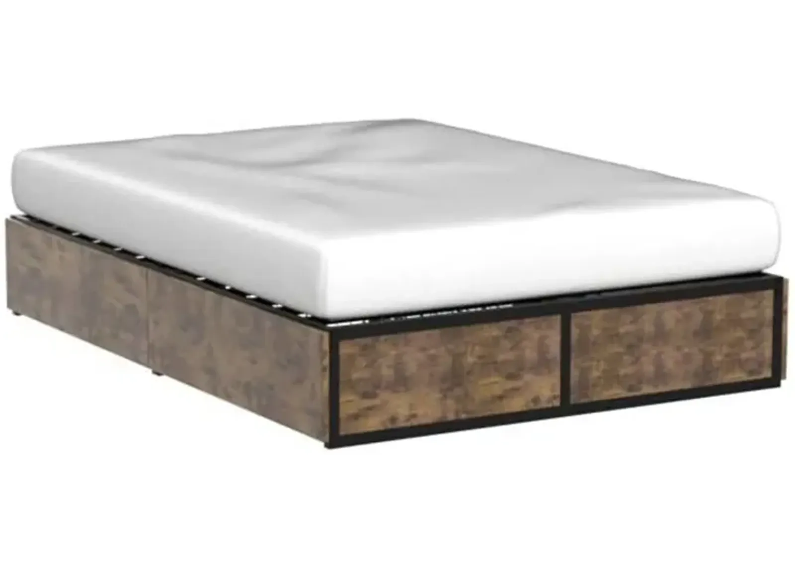 QuikFurn Full Metal Wood Platform Bed Frame with 4 Storage Drawers - 600 lbs Max Weight