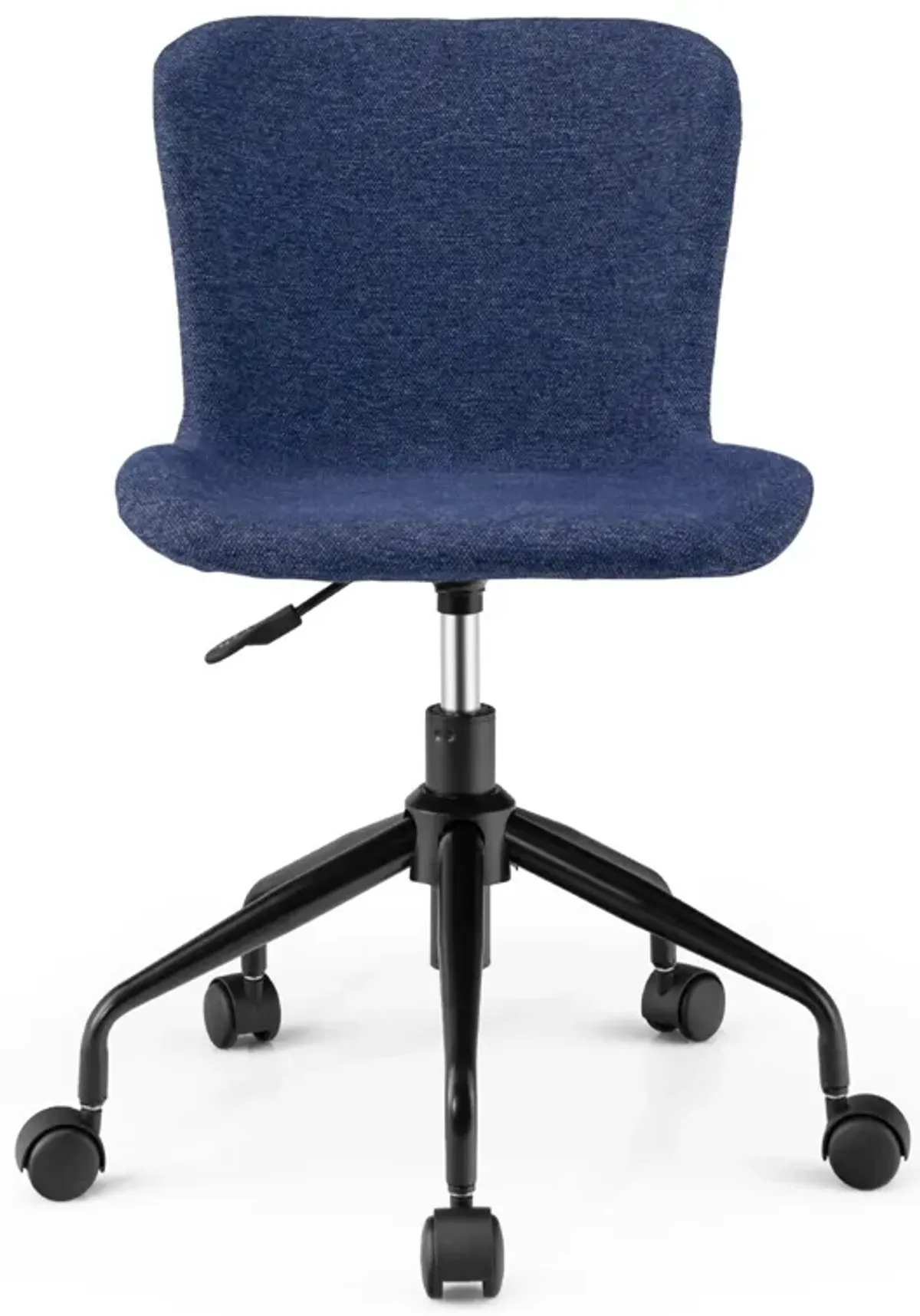 Costway Mid Back Armless Office Chair Adjustable Swivel Linen Task Chair Blue