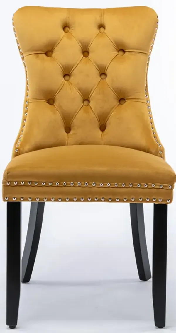 Streamdale Contemporary Gold Velvet Dining Chairs, Set of 2