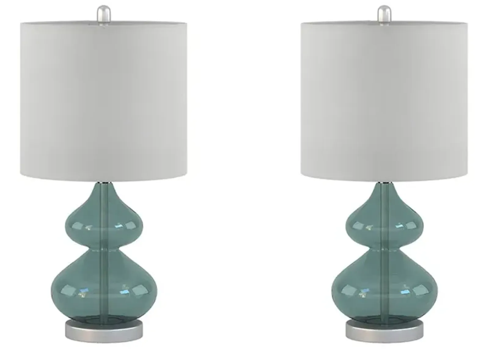 Gracie Mills Anibal Modern Curved Glass and Metal Base Table Lamps Set of 2