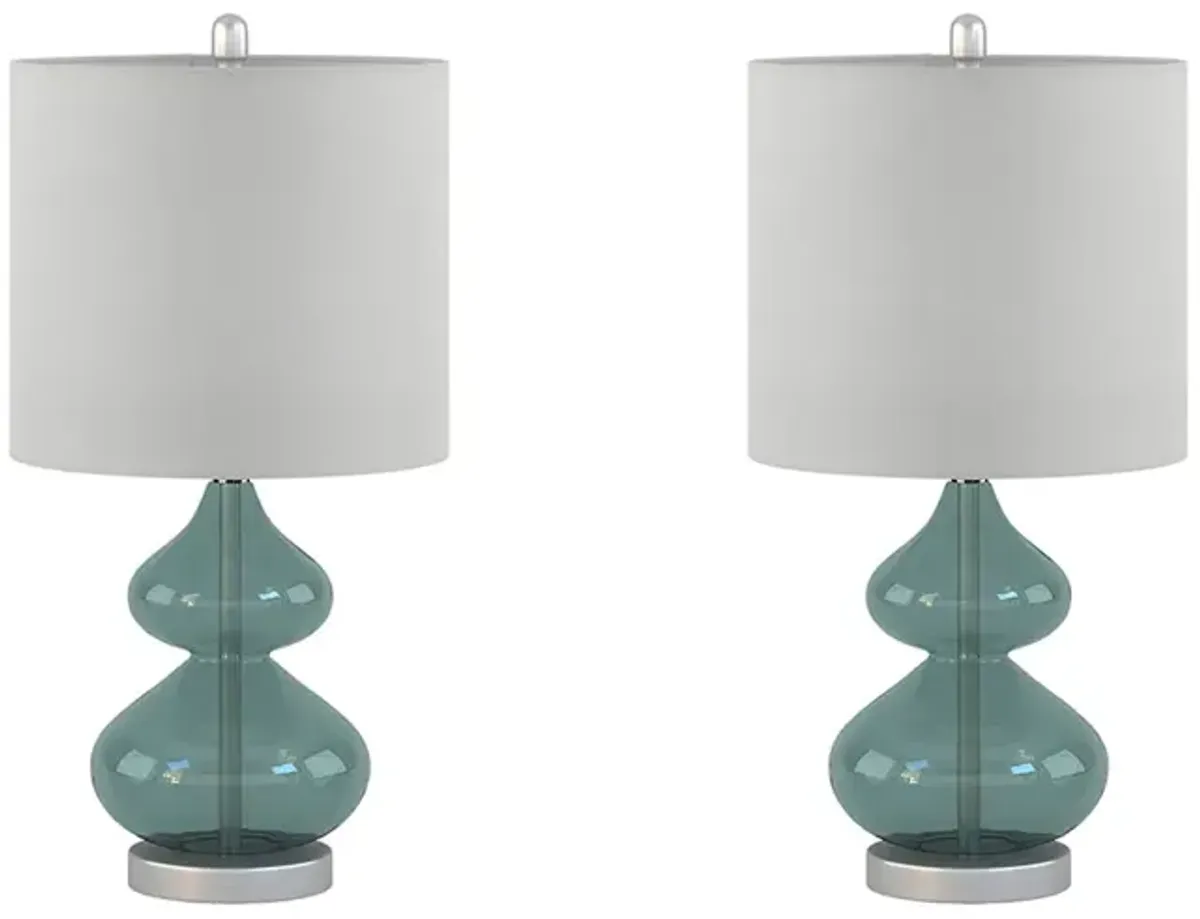 Gracie Mills Anibal Modern Curved Glass and Metal Base Table Lamps Set of 2