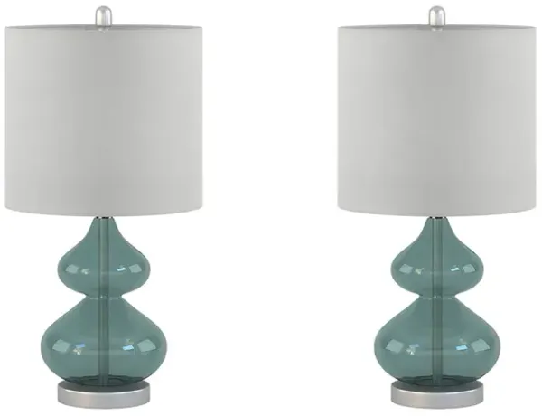 Gracie Mills Anibal Modern Curved Glass and Metal Base Table Lamps Set of 2