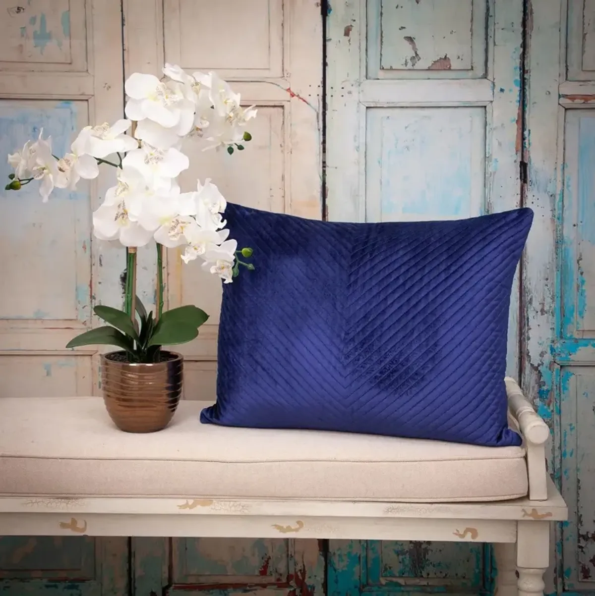 Hivvago Navy Blue Lumbar Tufted Throw Pillow