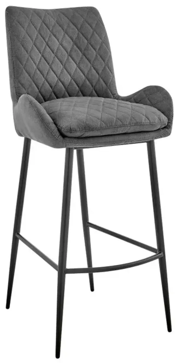 Hivvago 31 Inch Charcoal And Black Iron Bar Height Bar Chair