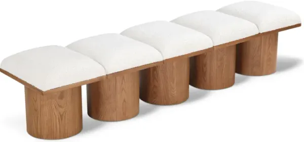 Meridian Furniture Pavilion Cream Boucle Fabric Bench