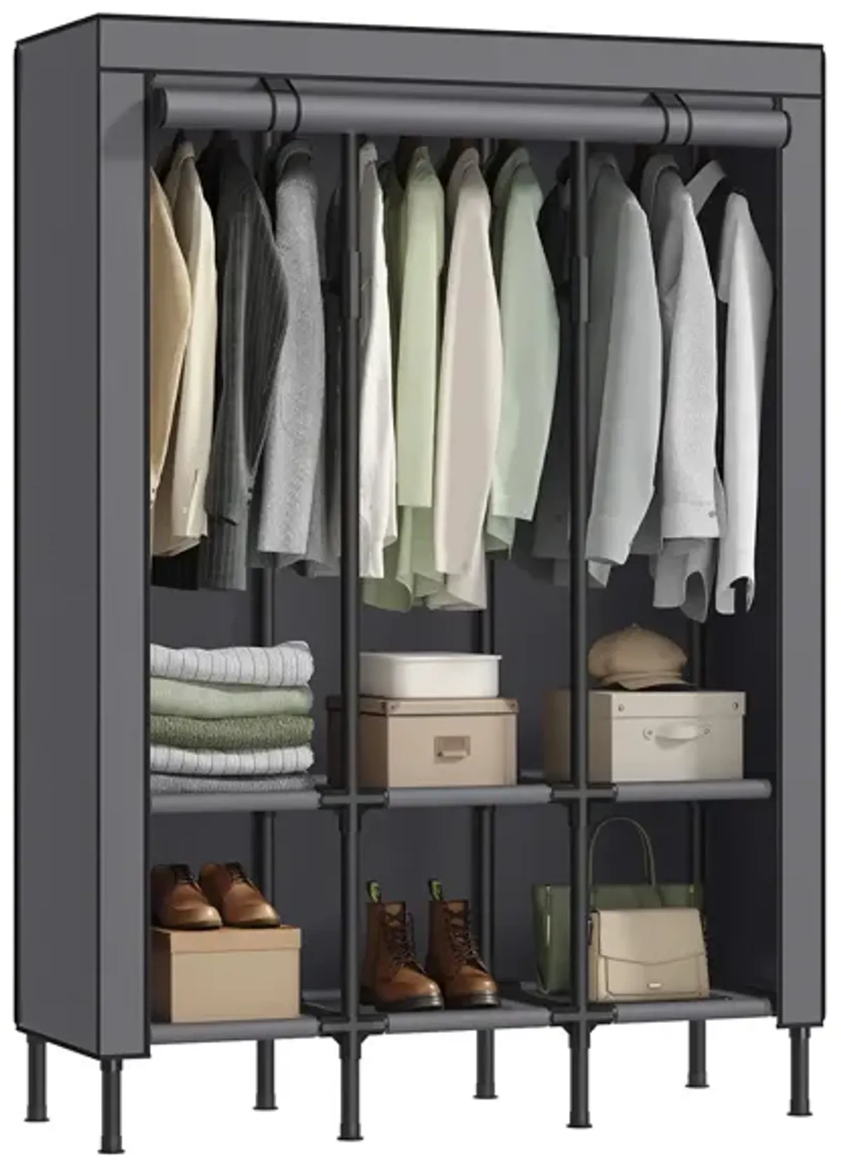 Wardrobe Closet with Hanging Rails for Efficient Clothing Organization