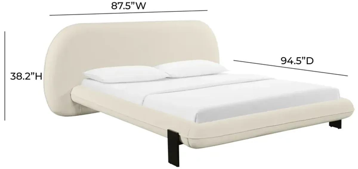 Ophelia Cream Faux Wool Queen Bed