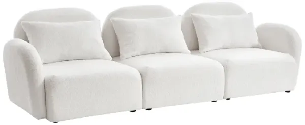 Three Seat Lazy Sofa Teddy Fabric White
