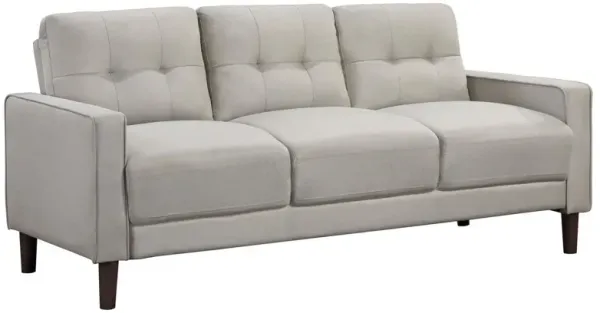 Bow, Grid Tufted Back, Track Arms, Self Welt Trim, Beige - Benzara