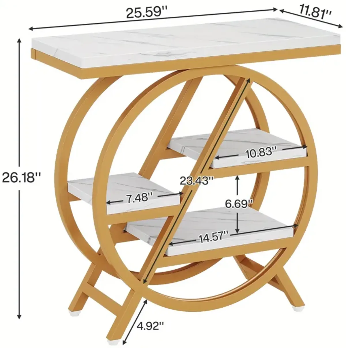 End Table, Narrow Side Table with 4-Tier Large Storage Space, Modern Bedside Table for Home Office, Bedroom, Living Room