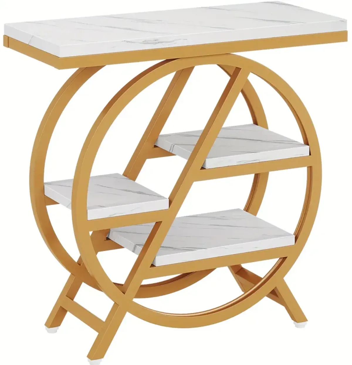 End Table, Narrow Side Table with 4-Tier Large Storage Space, Modern Bedside Table for Home Office, Bedroom, Living Room