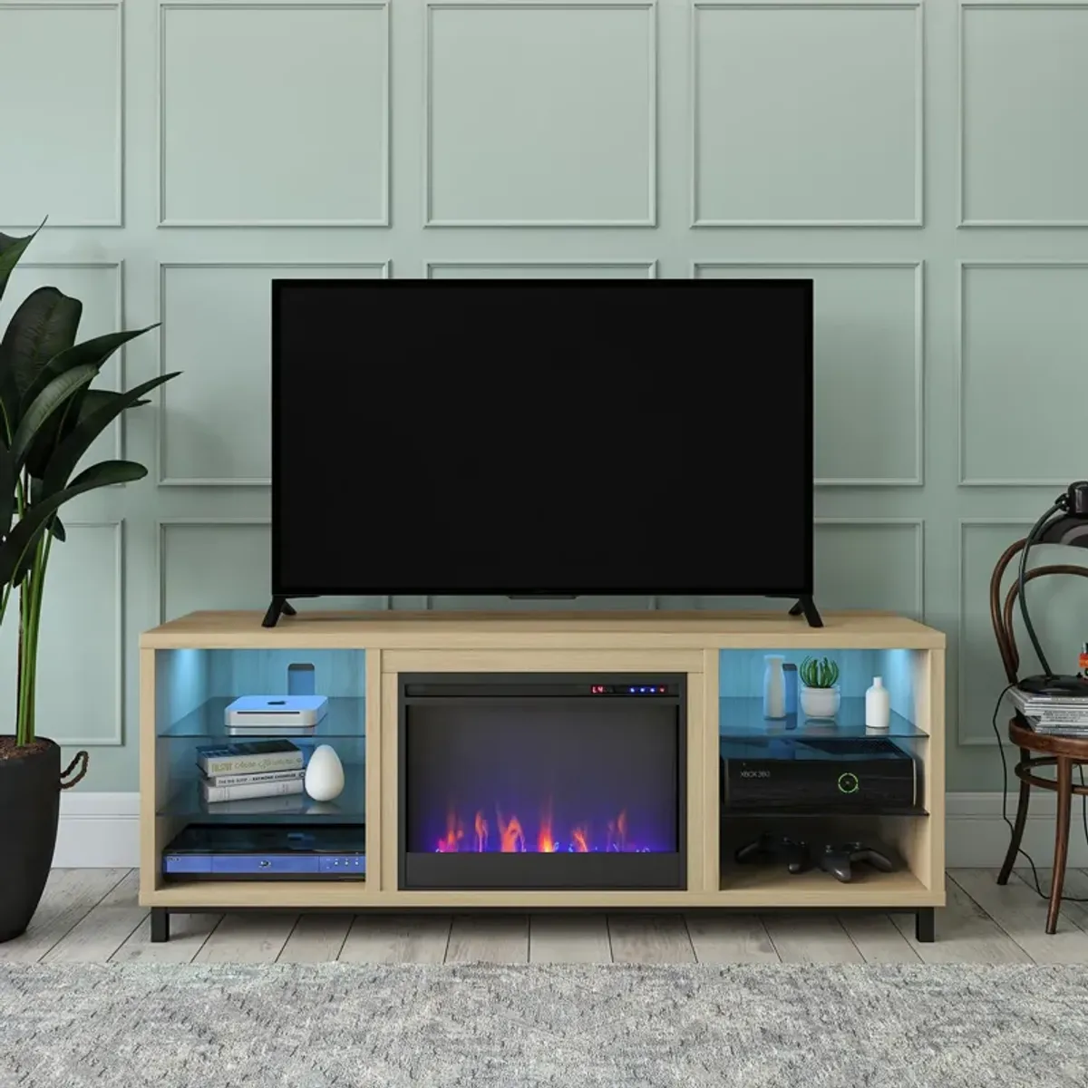 Ameriwood Home Lumina Deluxe Fireplace TV Stand for TVs up to 70"