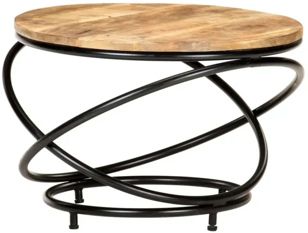 vidaXL Coffee Table Black 23.6"x23.6"x15.7" Solid Rough Mango Wood