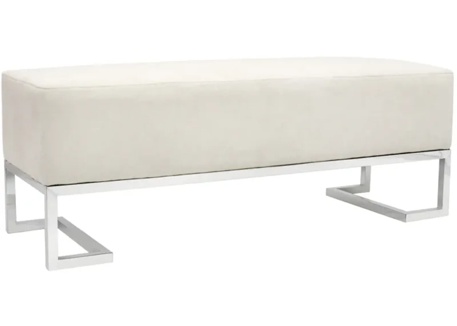 Pasargad Home Luxe Upholstered Bench, Ivory