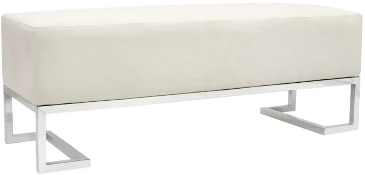 Pasargad Home Luxe Upholstered Bench, Ivory